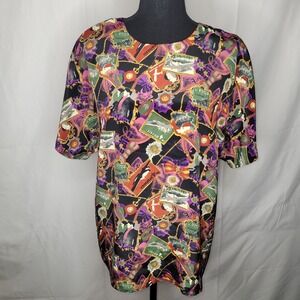 CAVIAR Women's Abstract Print Short Sleeve Top Medium